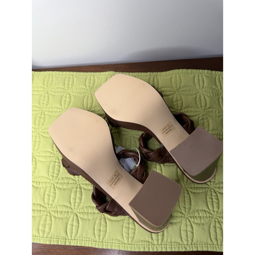 SINCERELY JULES Women's Brown Braided Block Heels Sandals Size 9 - Picture 6 of 8